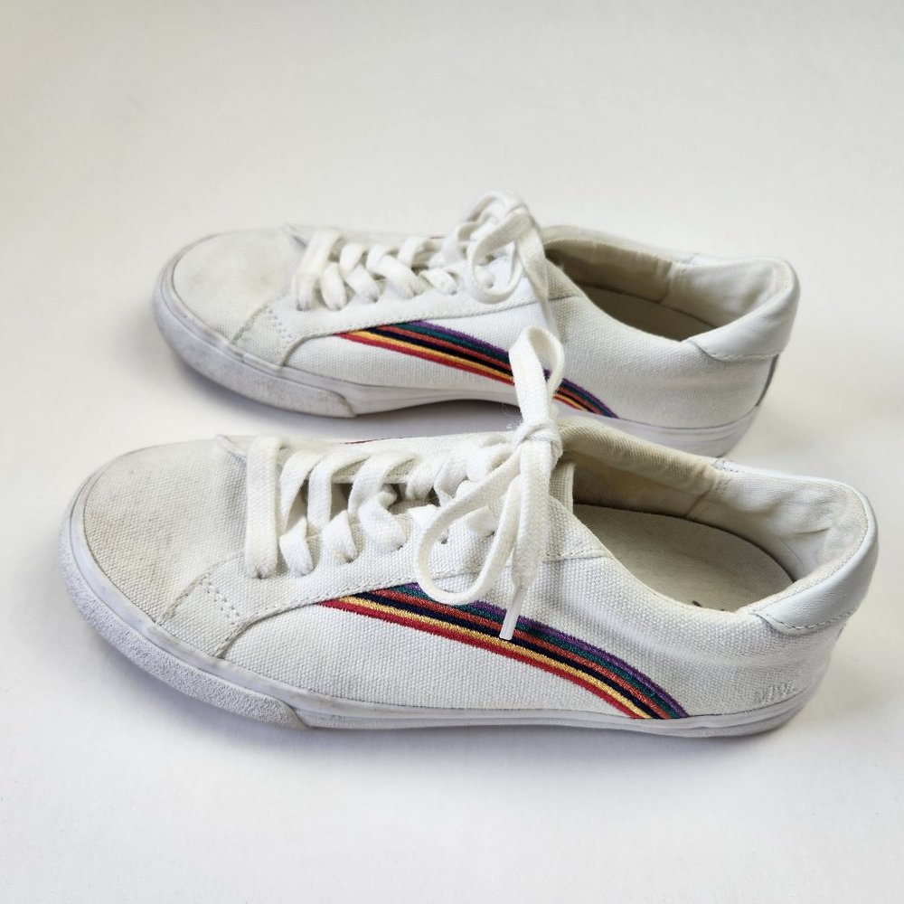 Madewell Women's Sidewalk Low-Top Sneakers in Rainbow Embroidered Canvas sz 6.5 - Picture 3 of 10